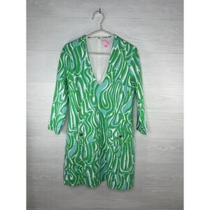 Lilly Pulitzer Bridal Shower Shift Gold Buttons Rayon Green Preppy Large